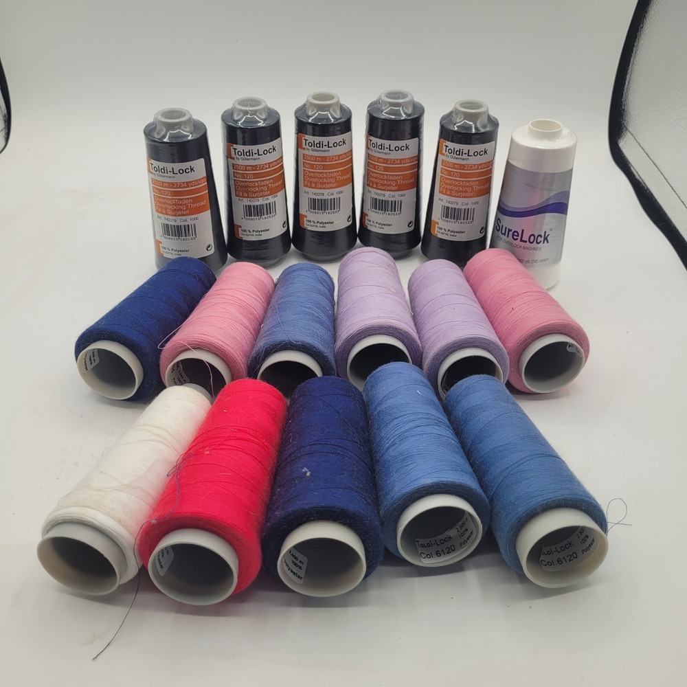 Lot Of 16 Toldi-Lock Gütermann Overlock Thread (5 New / 11‎ Opened / 1 SureLock)